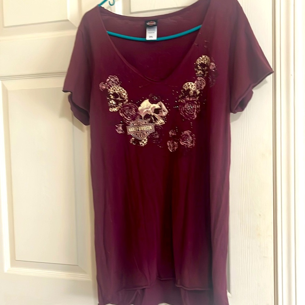 Harley Davidson v neck t shirt size 2X
